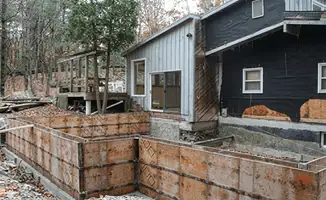 Prepared site with foundation forms for home remodeling and addition project in Kansas City, MO